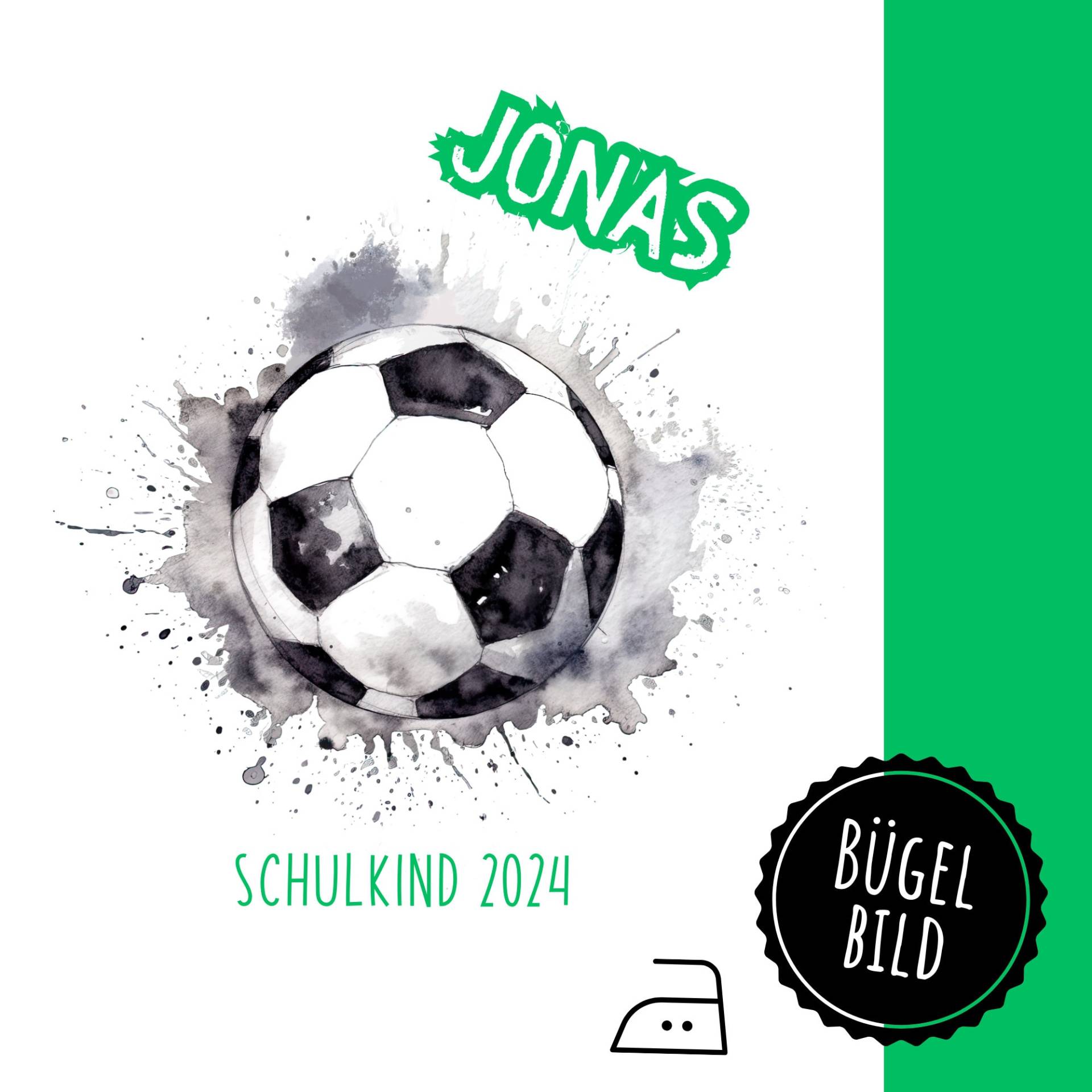 Bügelbild Schulkind Mit Fußball-Motiv, Einschulungs-T-Shirt, Namen, Sku 5.000.449 von KokoHello