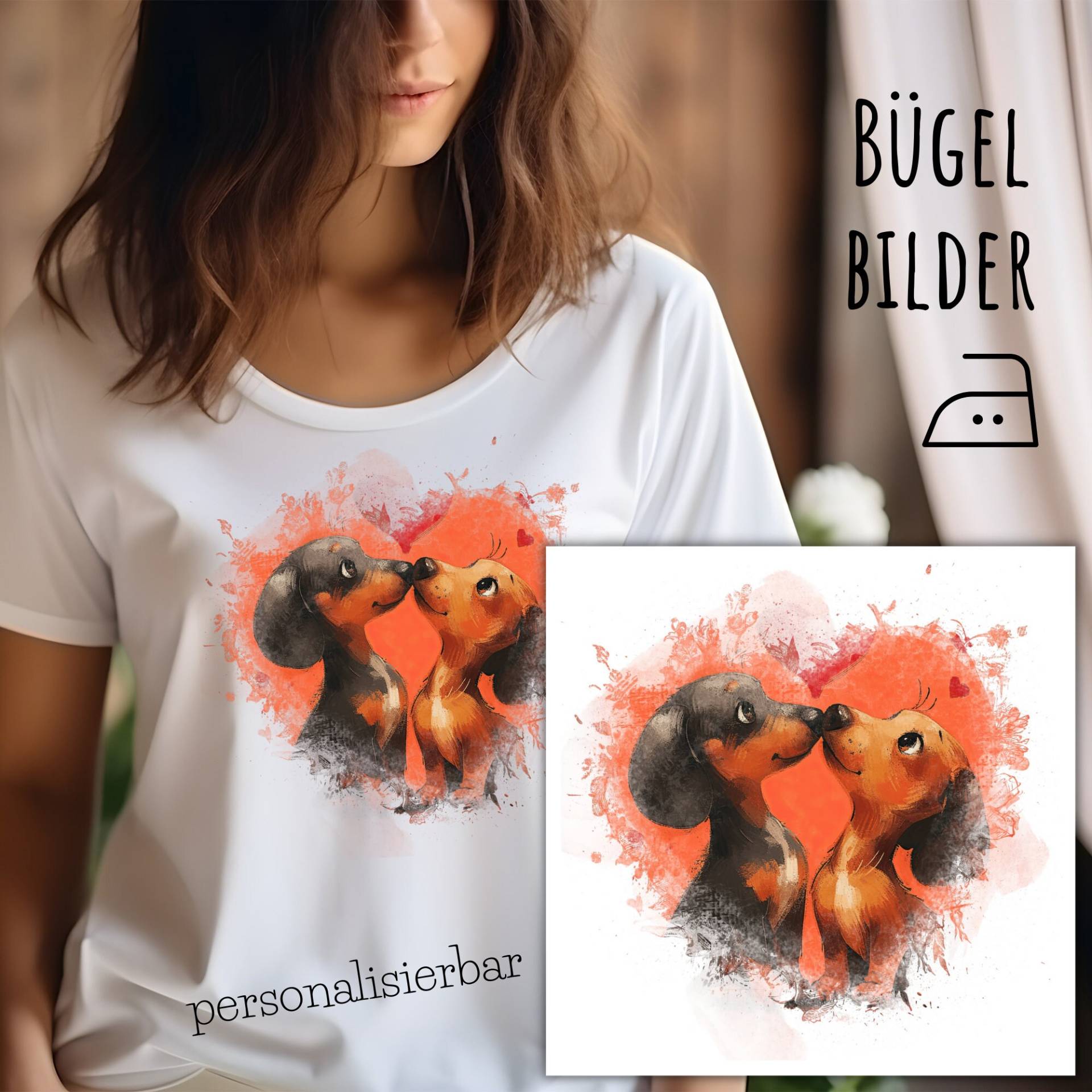 Bügelbild Verliebtes Pärchen Zum Aufbügeln Mit Wunschtext, Sku 5.000.456 von KokoHello