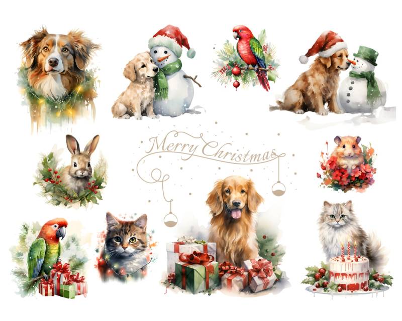Bügelbild Weihnachten Mit Haustier, Haustier Weihnachtsbilder Zum Aufbügeln, Sku 5.000.458 von KokoHello