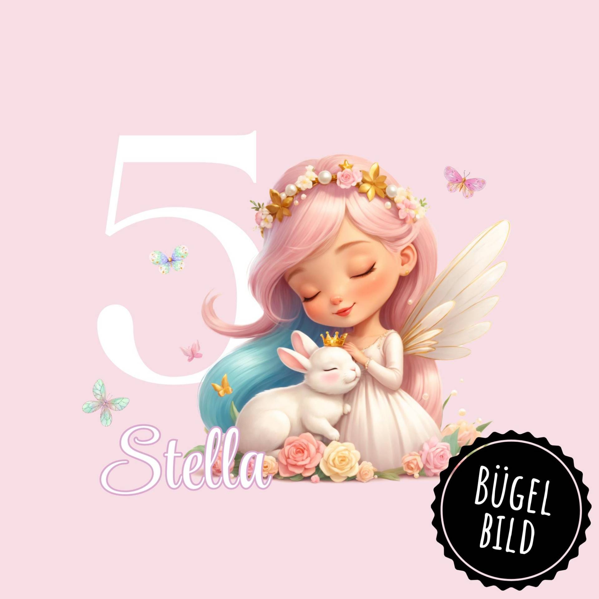 Bügelbild Zum Geburtstag Mit Prinzessin, Namen Und Zahl, Sku 5.000.490 von KokoHello