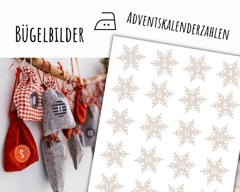 Bügelbilder Adventskalenderzahlen, Adventskalender Zahlen Zum Aufbügeln, Sku 5.000.494 von KokoHello