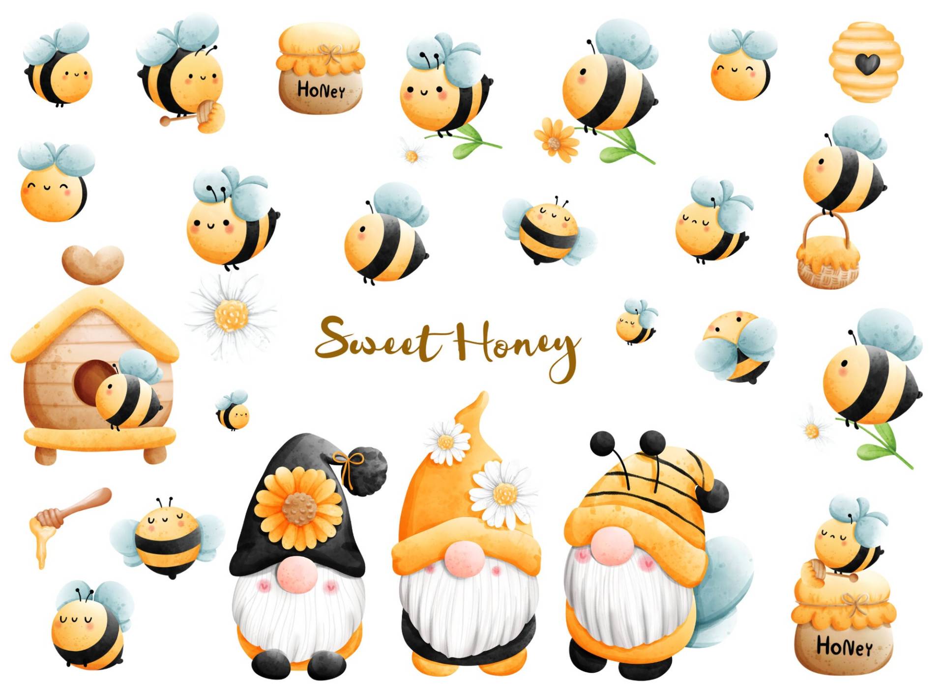 Bügelbilder Kleine Honigbiene, Bienen Zum Aufbügeln, Gnome, Gnomies, Frühling Ostern Über 20 Aufbügler, Sku 5.000.520 von KokoHello