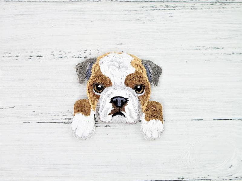 Bulldogge Zum Aufbügeln, Bulldoggen-Applikation, Bulldoggen-Welpe Als Patch, Motiv Ca. 4 cm, Bügelbild, Molosser, Sku 5.000.278 von KokoHello