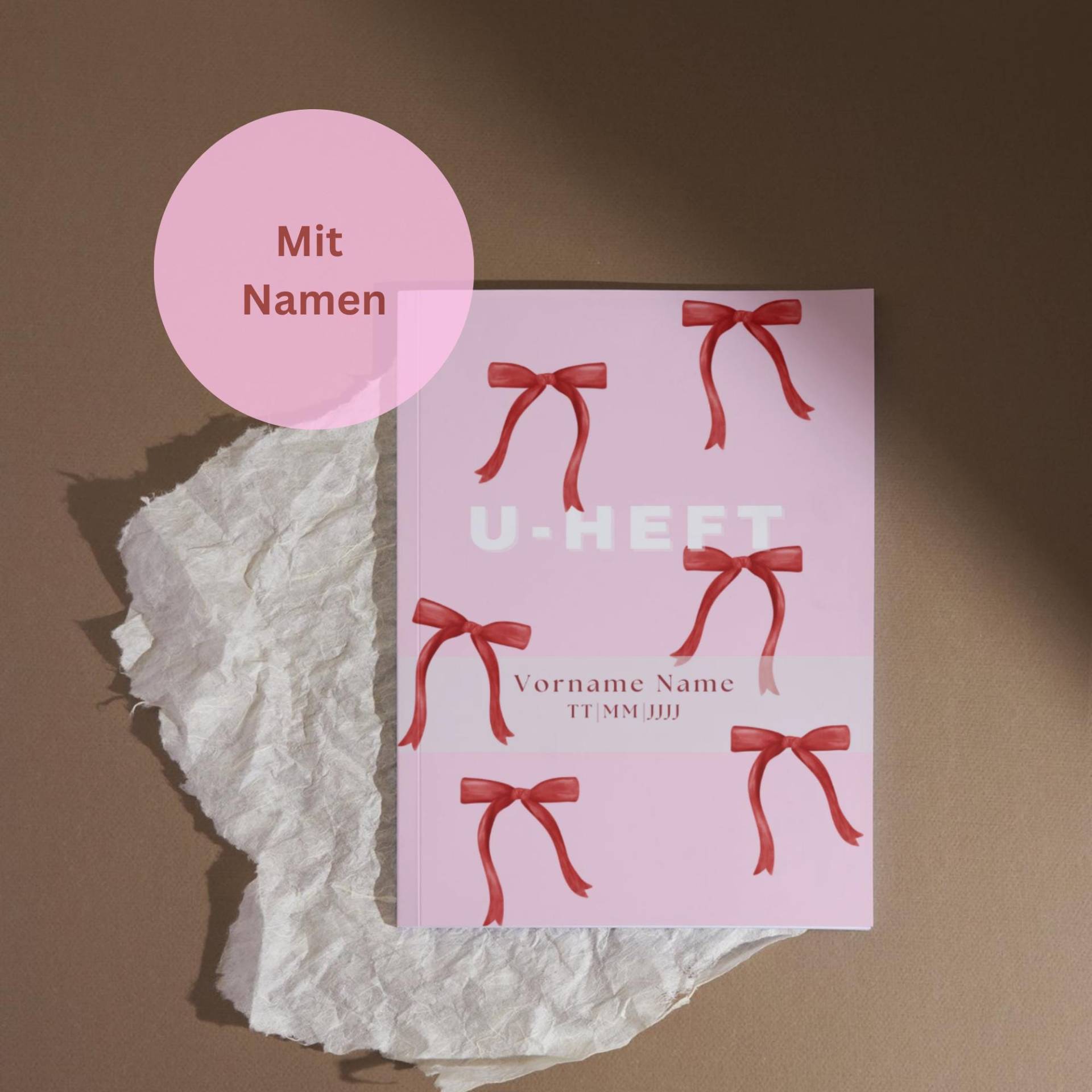 U-Heft Hülle & Impfpasshülle Personalisiert Im Rosa Schleifen-Design Die Perfekte Geschenkidee Zur Geburt Eines Mädchens von KokoloresKinderkrams