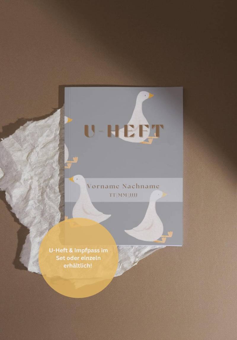 U-Heft | Untersuchungsheft Impfpass-Hülle Folie Geschenk Zur Geburt Schutzhülle Schutzfolie Gans Personalisiert von KokoloresKinderkrams