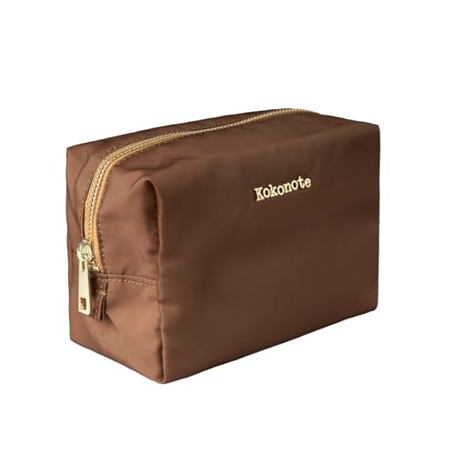 Kokonote Kosmetiktasche Klein Basic Studio Almond Mocha Kosmetiktasche Braun - Vielfältige Kulturtasche Damen - Wasserdichter Kulturbeutel Damen 17 x 11 x 10 cm - Praktische Waschtasch von Kokonote