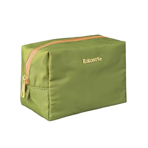 Kokonote Kosmetiktasche Klein Basic Studio Pesto Blossom Kosmetiktasche Grün - Vielfältige Kulturtasche Damen - Wasserdichter Kulturbeutel Damen 17 x 11 x 10 cm - Praktische Waschtasch von Kokonote
