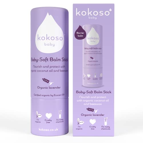 Kokoso Baby Soft Balm Stick, Bio-Lavendel, ideal für trockene Hände, wunde Lippen und rissige Wangen, schützt sabberndes Kinn und beruhigt Sabberausschlag, 100 % natürliche und organische Kokoso Baby Soft Balm Stick, Bio-Lavendel, ideal für trockene Hände, wunde Lippen und rissige Wangen, schützt sabberndes Kinn und beruhigt Sabberausschlag, 100 % natürliche und organische von Kokoso