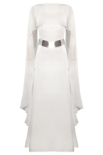KoleGoe Women's Cosplay Prinzessin Leia Kleid Kostüm mit Gürtel Halloween Cosplay Kleid Set von KoleGoe