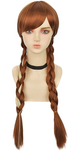 Kolegrial ANNA Cosplay Perücken Damen 70CM Lange Doppelter Pferdeschwanz Kostümperücke mit Pony Verkleidung Anna Halloween Weihnachten Karneval Party Geburtstag Maskenball Kostüm Zubehör Wig von Kolegrial