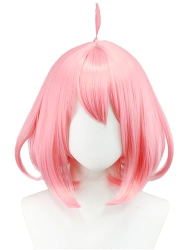 Kolegrial Anya Forger Cosplay Perücken Damen Rosa 37CM Kurz Schulterlang Kostümperücke Verkleidung Anime Spy Family Anya Forger Halloween Karneval Party Geburtstag Maskenball Kostüm Zubehör Bob Wig von Kolegrial