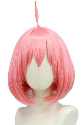 Kolegrial Anya Forger Cosplay Perücken Damen Rosa Kurz Pony Kostümperücke Verkleidung Anime Spy Family Anya Forger Halloween Karneval Party Geburtstag Maskenball Kostüm Zubehör Bob Wig von Kolegrial