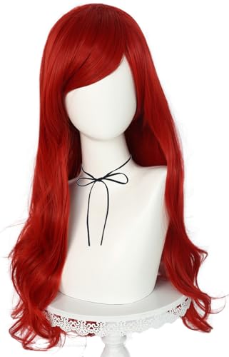 Kolegrial Ariel Cosplay Perücken Damen Rot 75CM Lange Wellen Locken Kostümperücke Verkleidung Kleine Meerjungfrau Prinzessin Ariel Halloween Karneval Party Geburtstag Maskenball Kostüm Zubehör Wig von Kolegrial