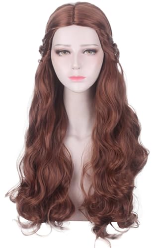 Kolegrial Belle Cosplay Perücken Damen 80CM Lange Locken Kostümperücke Verkleidung Die Schöne und das Biest Belle Prinzessin Halloween Karneval Party Geburtstag Maskenball Kostüm Zubehör Wig von Kolegrial