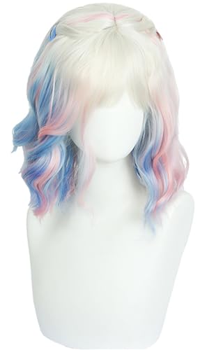 Kolegrial Enid Sinclair Cosplay Perücken Damen Farbverlauf 35CM Kurze Flauschige Gewellte Locken Pony Perücke mit Clip Verkleidung Season 2 Wolfsfrau Enid Halloween Karneval Party Maskenball Wig von Kolegrial