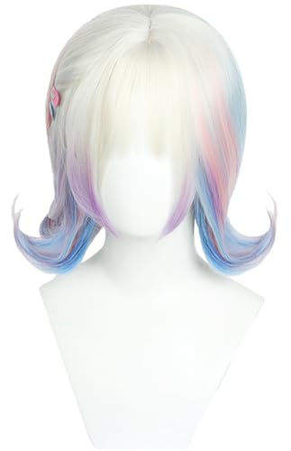 Kolegrial Enid Sinclair Cosplay Perücken Damen Farbverlauf 35CM Kurze Locken Pony Perücke mit Clip Verkleidung Season 2 Wolfsfrau Enid Halloween Karneval Party Maskenball Kostüm Zubehör Anime Wig von Kolegrial