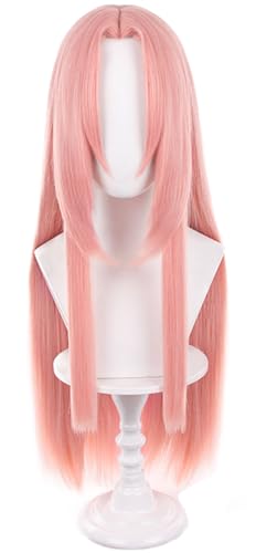 Kolegrial Haruno Sakura Cosplay Perücken Damen Rosa 70CM Lange Glattes Haar Kostümperücke Verkleidung Halloween Karneval Party Geburtstag Maskenball Anime Ninja Haruno Sakura Kostüm Zubehör Wig von Kolegrial