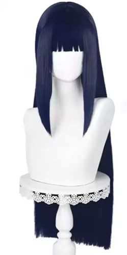 Kolegrial Hinata Cosplay Perücken Damen Blauschwarz Lange Glattes Haar Kostümperücke Verkleidung Anime Ninja Hyuga Hinata Halloween Karneval Party Geburtstag Maskenball Kostüm Zubehör Wig von Kolegrial