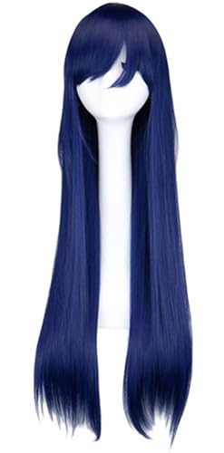 Kolegrial Hinata Cosplay Perücken Damen Dunkelblau 80CM Lange Glattes Haar Kostümperücke Verkleidung Anime Ninja Hyuga Hinata Halloween Karneval Party Geburtstag Maskenball Kostüm Zubehör Wig von Kolegrial