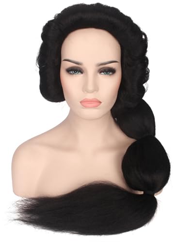 Kolegrial Jasmin Cosplay Perücken Damen Schwarz 90CM Lange Flauschig Kostümperücke Verkleidung Araber Prinzessin Jasmin Halloween Weihnachten Karneval Party Geburtstag Maskenball Kostüm Zubehör Wig von Kolegrial