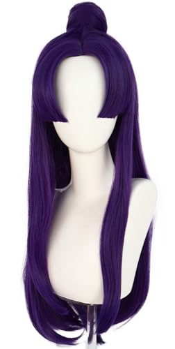 Kolegrial Jinshi Cosplay Perücken Herren Dunkelviolett 71CM Lange Glattes Haar mit Brötchen Kostümperücke Verkleidung Anime Apotheker Jinshi Halloween Karneval Party Geburtstag Maskenball Zubehör Wig von Kolegrial
