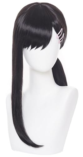 Kolegrial Kobeni Higashiyama Cosplay Perücken Damen Schwarz Langes glattes Haar Pony Kostümperücke Verkleidung Anime Chainsaw Man Higashiyama Kobeni Halloween Karneval Party Maskenball Zubehör Wig von Kolegrial