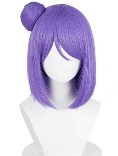 Kolegrial Konan Cosplay Perücken Damen Lila Kurz Kostümperücke mit Abnehmbar Brötchen Verkleidung Anime Ninja Konan Halloween Karneval Party Geburtstag Maskenball Kostüm Zubehör Bob Wig von Kolegrial
