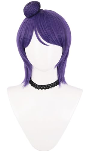 Kolegrial Konan Cosplay Perücken Damen Lila Kurz Kostümperücke mit Abnehmbar Brötchen Verkleidung Anime Ninja Konan Halloween Karneval Party Geburtstag Maskenball Kostüm Zubehör Wig von Kolegrial