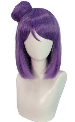 Kolegrial Konan Cosplay Perücken Damen Violett Kurz Kostümperücke mit Abnehmbar Brötchen Verkleidung Anime Ninja Konan Halloween Karneval Party Geburtstag Maskenball Kostüm Zubehör Bob Wig von Kolegrial