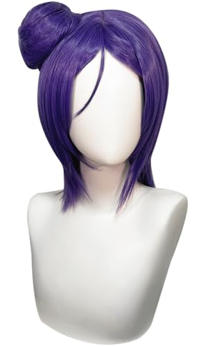 Kolegrial Konan Cosplay Perücken Damen Violett Kurz Kostümperücke mit Abnehmbar Brötchen Verkleidung Anime Ninja Konan Halloween Karneval Party Geburtstag Maskenball Kostüm Zubehör Wig von Kolegrial