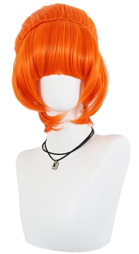 Kolegrial Lucy Wilde Cosplay Perücken Damen Orange Kurz Kostümperücke mit Pony Verkleidung Lucy Wilde Halloween Karneval Party Geburtstag Maskenball Kostüm Zubehör Wig von Kolegrial