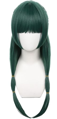 Kolegrial Mao Mao Cosplay Perücken Damen Dunkelgrün Lange Pony Kostümperücke Verkleidung Anime Apotheker Mao Mao Halloween Karneval Party Geburtstag Maskenball Kostüm Zubehör Wig von Kolegrial