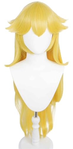Kolegrial Peach Cosplay Perücken Damen 72CM Lange Glattes Haar Kostümperücke mit Pony Verkleidung Pfirsich Prinzessin Halloween Karneval Party Geburtstag Maskenball Kostüm Zubehör Wig von Kolegrial