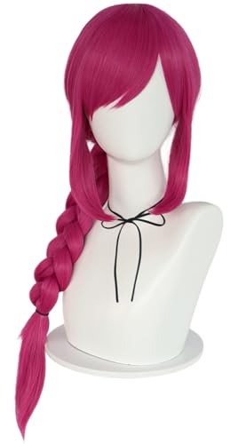 Kolegrial Pinkie Pie Cosplay Perücken Damen Rose 68CM Lange Geflochtener Zopf Kostümperücke Verkleidung Einhorn Pinkie Pie Halloween Karneval Party Geburtstag Maskenball Kostüm Zubehör Wig von Kolegrial