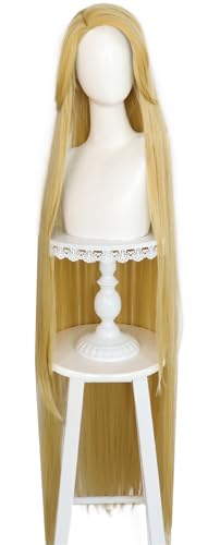 Kolegrial Prinzessin Cosplay Perücken Damen Blond 148CM Lange Glattes Haar Kostümperücke Verkleidung Halloween Karneval Party Geburtstag Maskenball Prinzessin Kostüm Zubehör Wig von Kolegrial