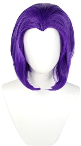 Kolegrial Raven Cosplay Perücken Damen Lila Kurz Glattes Haar Kostümperücke Verkleidung Raven Halloween Karneval Party Geburtstag Maskenball Kostüm Zubehör Bob Wig von Kolegrial