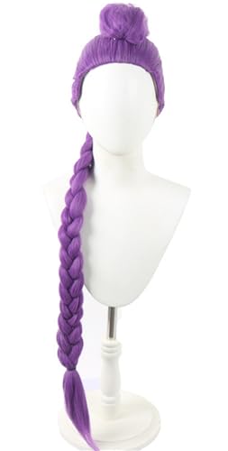Kolegrial Rumi Cosplay Perücken Damen Lila Lang Pferdeschwanz Kostümperücke Verkleidung Anime Dämon Jäger Girlgroup Rumi Halloween Karneval Party Maskenball Zubehör Wig von Kolegrial