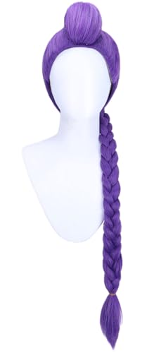 Kolegrial Rumi Cosplay Perücken Damen Lila Pferdeschwanz Kostümperücke Verkleidung Anime Dämon Jäger Rumi Halloween Karneval Party Geburtstag Maskenball Zubehör Wig von Kolegrial