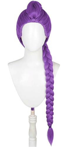 Kolegrial Rumi Cosplay Perücken Damen Violett 105CM Lang Pferdeschwanz Kostümperücke Verkleidung Anime Dämon Jäger Girlgroup Rumi Halloween Karneval Party Maskenball Zubehör Wig von Kolegrial
