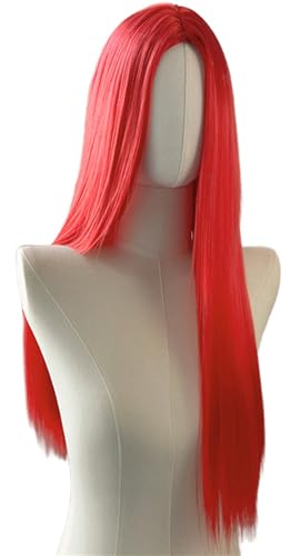Kolegrial Sally Cosplay Perücken Damen Rot 68CM Lange Mittelscheitel Glattes Haar Kostümperücke Kostümperücke Verkleidung Weihnachten Karneval Halloween Party Maskenball Sally Kostüm Zubehör Wig von Kolegrial