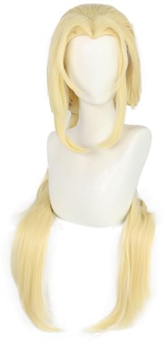 Kolegrial Tsunade Cosplay Perücken Damen Gelb 100CM Lange Glattes Haar Kostümperücke Verkleidung Anime Ninja Tsunade Halloween Karneval Party Geburtstag Maskenball Kostüm Zubehör Wig von Kolegrial