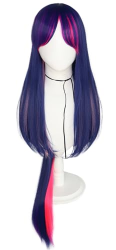 Kolegrial Twilight Sparkle Cosplay Perücken Damen Lange Glattes Haar Kostümperücke mit Pferdeschwanz Verkleidung Einhorn Prinzessin Twilight Sparkle Halloween Karneval Party Maskenball Zubehör Wig von Kolegrial
