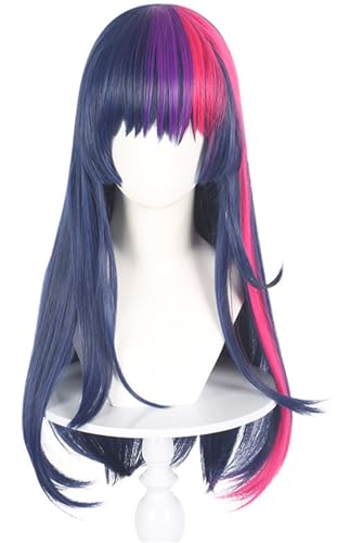 Kolegrial Twilight Sparkle Cosplay Perücken Damen Ombre 60CM Lange Glattes Haar Kostümperücke Verkleidung Einhorn Prinzessin Twilight Sparkle Halloween Karneval Party Geburtstag Maskenball Zubehör Wig von Kolegrial