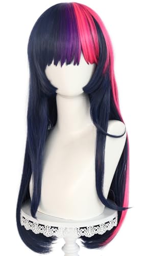 Kolegrial Twilight Sparkle Cosplay Perücken Damen Ombre Lange Glattes Haar Kostümperücke Verkleidung Einhorn Prinzessin Twilight Sparkle Halloween Karneval Party Geburtstag Maskenball Zubehör Wig von Kolegrial