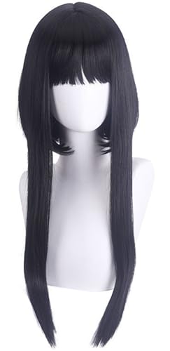 Kolegrial Yor Forger Cosplay Perücken Damen Schwarz 45CM Lange Pony Kostümperücke Verkleidung Anime Spy Family Thorn Princess Yor Forger Halloween Karneval Party Maskenball Kostüm Zubehör Wig von Kolegrial