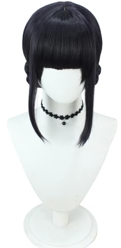 Kolegrial Zoey Cosplay Perücken Damen Schwarz Kurz Pony Perücke mit Haarknoten Verkleidung Anime Dämon Jäger Girlgroup Zoey Halloween Karneval Party Geburtstag Maskenball Zubehör Wig von Kolegrial