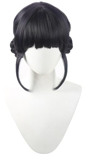 Kolegrial Zoey Cosplay Perücken Damen Schwarz Kurze Pony Perücke mit Haarknoten Verkleidung Anime Dämon Jäger Girlgroup Zoey Halloween Karneval Party Geburtstag Maskenball Zubehör Wig von Kolegrial