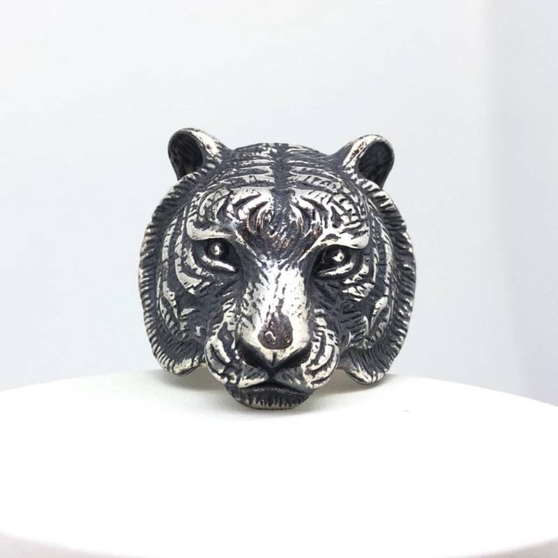 Silber Tiger Ring, Oxidierter Silberring, Tigerkopf Kolezi Bros London, Uk Verkäufer, Sterling 925 Ring Silber Tiger Ring, Oxidierter Silberring, Tigerkopf Kolezi Bros London, Uk Verkäufer, Sterling 925 Ring von KoleziBros