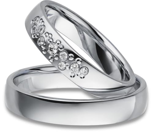 Kolibri Rings - Freundschaftsringe Silber 925 Massiv Paarpreis Nickelfrei Zirkonia Steine Sternenhimmel Trauringe Eheringe Partnerringe 100% Made in Germany- Inkl. Etui + Gravur von Kolibri Rings