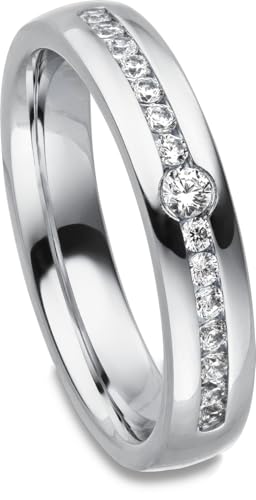 Kolibri Rings Damenring 15 Zirkonia Steine Sterling Silber 925 Ring Ehering Verlobungsring Partnerring Freundschaftsring - Inkl. Gravur und Etui von Kolibri Rings